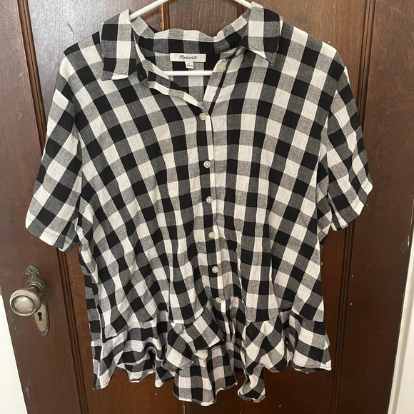 NWOT Madewell BW Gingham Button-up Blouse Size XL - Picture 3 of 6